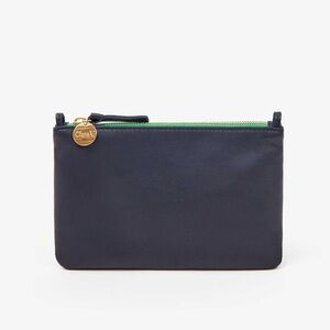 Clare V Navy Coin Clutch with Green Zipper